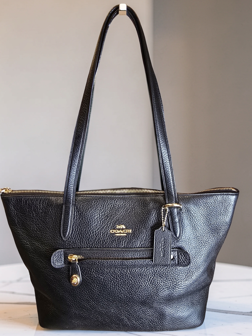 COACH Taylor Tote in Black Pebbled Leather